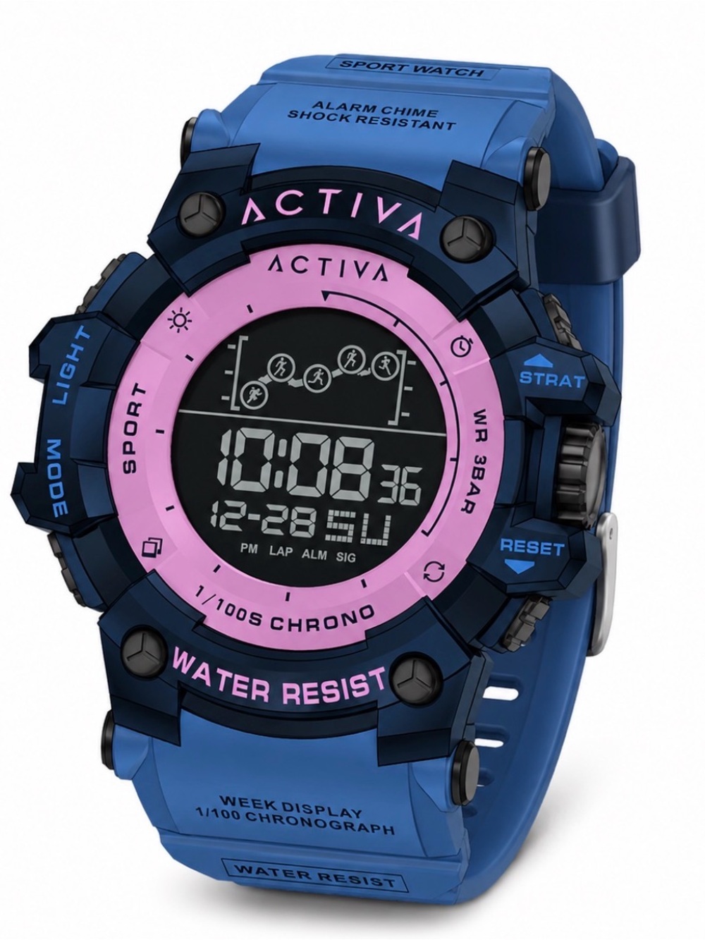 ACTIVA X INVICTA Blue and Pink Digital Sport Watch